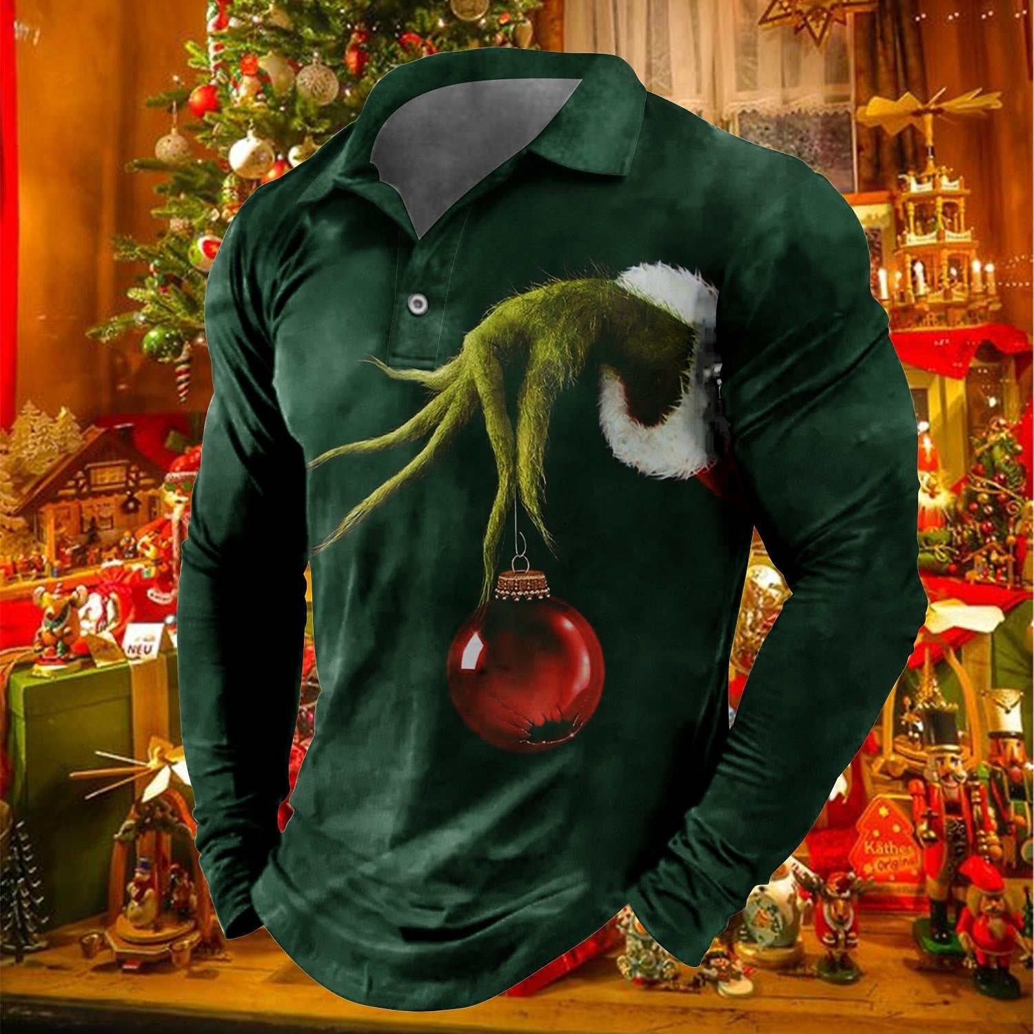 Fashion New Men's 3D Printed Long-sleeved Top